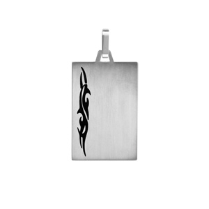 Plaque en acier satiné rectangulaire G.I 21x33mm avec motif tribal sur coté