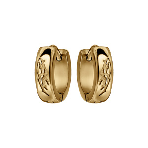 Boucles d&rsquo;oreille acier et PVD doré fond gris, dessin tribal gris