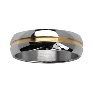Alliance en acier brillant 5,5mm avec rainure en plaqué or au milieu