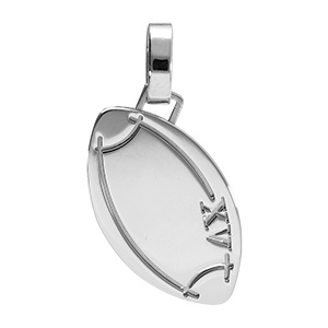 Pendentif en acier ballon de rugby gravé XV