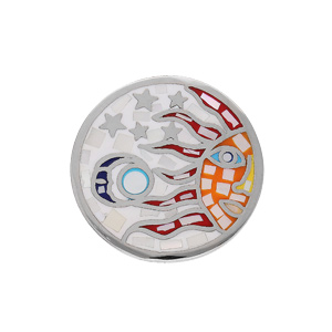 Pendentif Stella Mia en acier rond motif soleil multicouleur avec Nacre