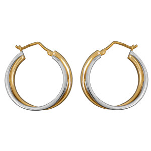 Créoles en plaqué or et plaqué palladium double anneaux entrelacés