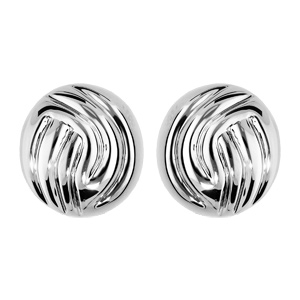 Boucles d'oreille en palladium boule striée et fermoir à clip