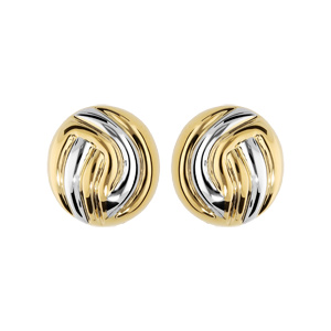 Boucles d’oreille en plaqué palladium et dorure clip boule striée et fermoir clip
