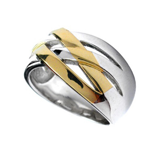 Bague bicolore 4 brins tressés