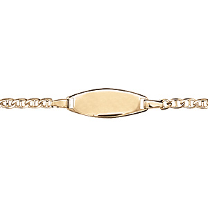 Gourmette Bébé en vermeil plaque ovale maille marine - 14cm réglable 12,5cm
