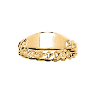 Bague chaîne en vermeil avec plaque tonneau allongé à graver