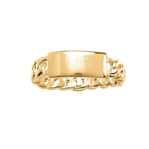 Bague chaîne en vermeil avec petite plaque à graver