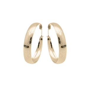 Créoles en vermeil cubaines diamanté aspect paillette grand modèle 35mm