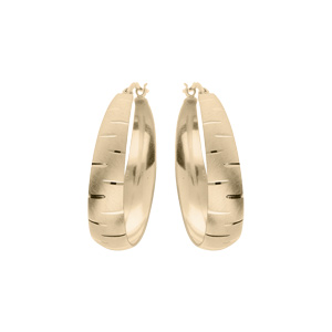 Créoles en vermeil cubaines rainurés moyen modèle 25mm