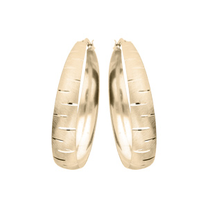 Créoles en vermeil cubaines ovale rainurés grand modèle 33mm