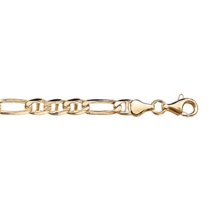Bracelet en vermeil maille marine alternée 6mm  - 21cm