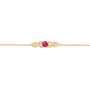 Bracelet en vermeil chaîne avec motif infini Rubis véritable et Topazes blanches 16+3cm