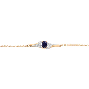 Bracelet en vermeil chaîne avec Saphir véritable et Topazes blanches 16+3cm