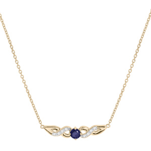 Collier en vermeil chaîne avec motif infini Saphir véritable et Topazes blanches 42+3cm