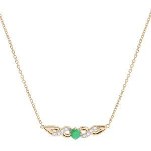 Collier en vermeil chaîne avec motif infini Emeraude véritable et Topazes blanches 42+3cm