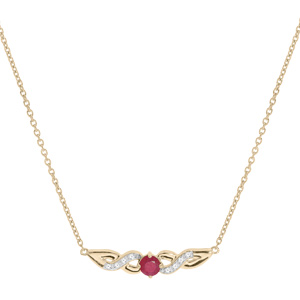 Collier en vermeil chaîne avec motif infini Rubis véritable et Topazes blanches 42+3cm