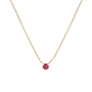 Collier en vermeil chaîne avec Rubis véritable serti 42+3cm