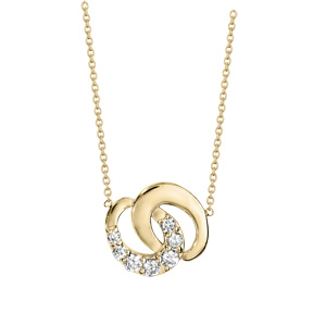 Collier en vermeil chaîne avec pendentif maillons et oxydes blancs sertis 39+3cm