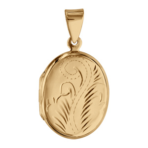 Pendentif en vermeil cassolette ovale ouvragé – possibilité d’insérer 1 ou 2 photos droite et gauche