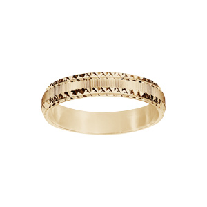 Alliance en vermeil diamantée et rainurée largeur 4mm
