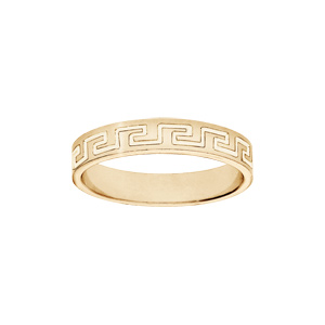 Alliance en vermeil ruban gravée motif grec largeur 4mm