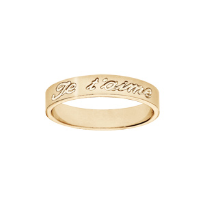 Alliance en vermeil ruban gravée « je t’aime » largeur 4mm