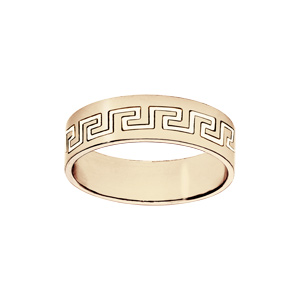 Alliance en vermeil ruban gravée motif grec largeur 6mm