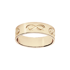 Alliance en vermeil ruban gravée symbole infini largeur 6mm
