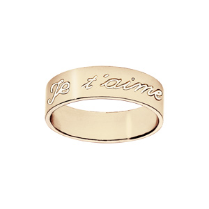 Alliance en vermeil ruban gravée je t'aime largeur 6mm