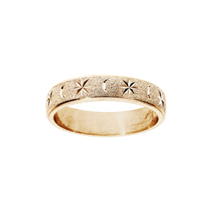 Alliance en vermeil granitée diamantée étoile largeur 4mm