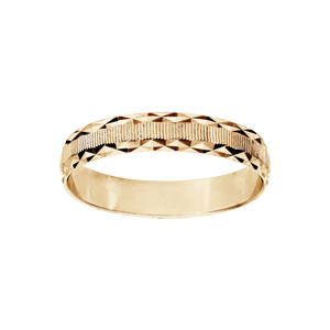 Alliance en vermeil diamantée contour dentelé largeur 4mm