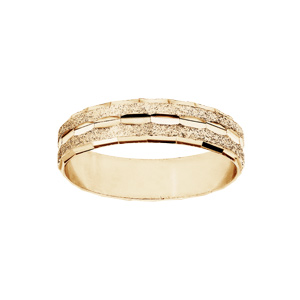 Alliance en vermeil granitée et diamantée largeur 5mm