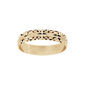 Alliance en vermeil diamantée étoile avec striures largeur 4mm