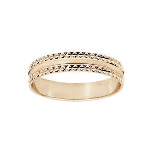 Alliance en vermeil lisse et bords diamantés largeur 4mm