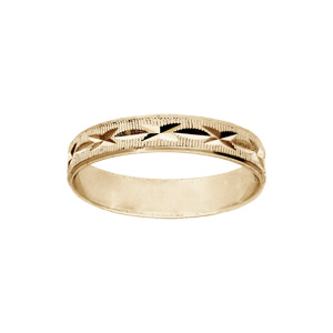 Alliance en vermeil diamantée en X avec striures largeur 4mm