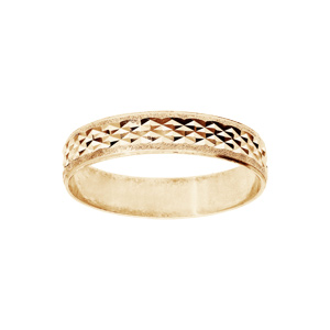 Alliance en vermeil diamantée facettée en X largeur 4mm