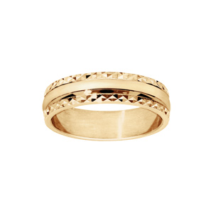 Alliance en vermeil lisse et bords diamantés largeur 5mm