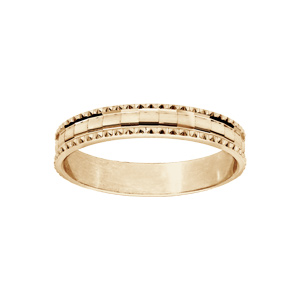 Alliance en vermeil diamantée en carré avec bord ciselé largeur 4mm
