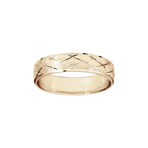 Alliance en vermeil brossé motif en X largeur 5mm