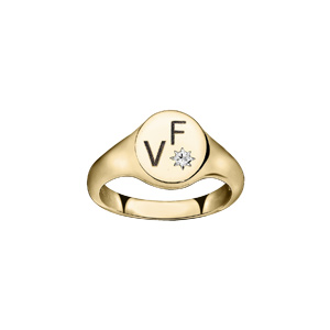 Chevalière en vermeil plateau ovale avec oxyde blanc