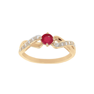 Bague en vermeil motif infini Rubis véritable et Topazes blanches