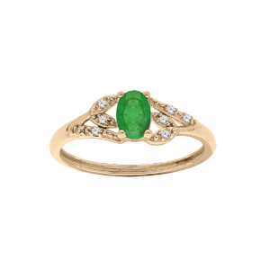 Bague en vermeil Emeraude véritable et Topazes blanches