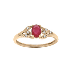 Bague en vermeil Rubis véritable et Topazes blanches