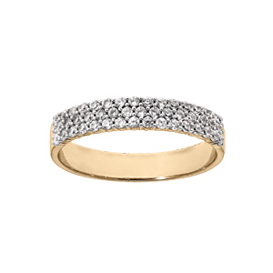 Bague en vermeil grande taille 3 rangées d’oxydes blancs serti