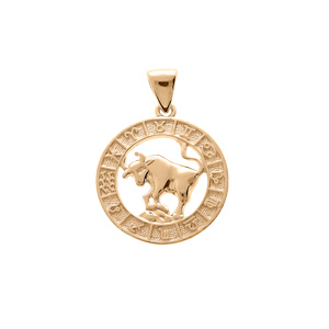 Pendentif en vermeil médaille zodiaque Taureau