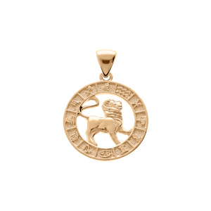 Pendentif en vermeil médaille zodiaque Lion