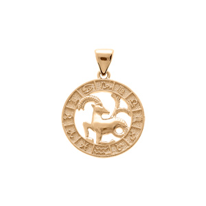 Pendentif en vermeil médaille zodiaque Capricorne