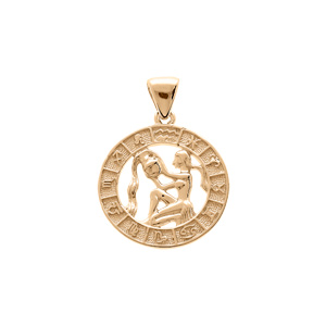 Pendentif en vermeil médaille zodiaque Verseau