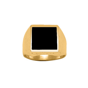 Chevalière en vermeil plateau carré 13mm X 13mm avec plateau en onyx synthétique